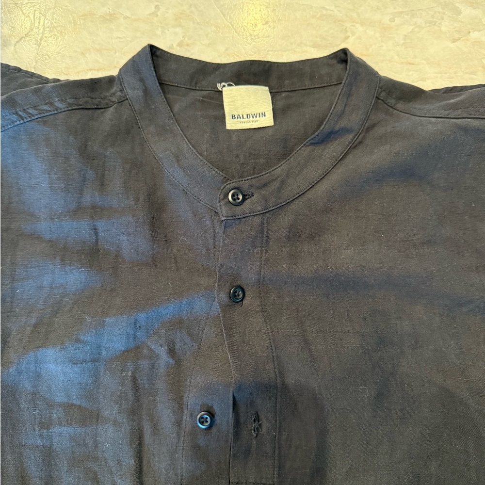 Baldwin Black Mandarin Collar Button-Up Shirt - Picture 3 of 4